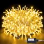Ollny Outdoor String Lights 200LED 60FT, Warm White Connectable Plug in Fairy Light